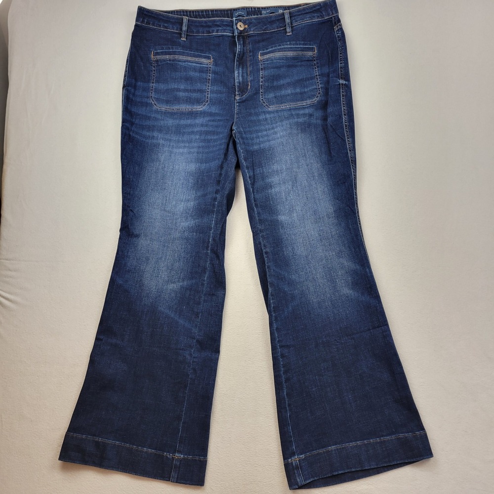 J. Jill Denim High Rise Flare Jeans Size 20 Dark Wash‎ Blue Stretch Lyocell